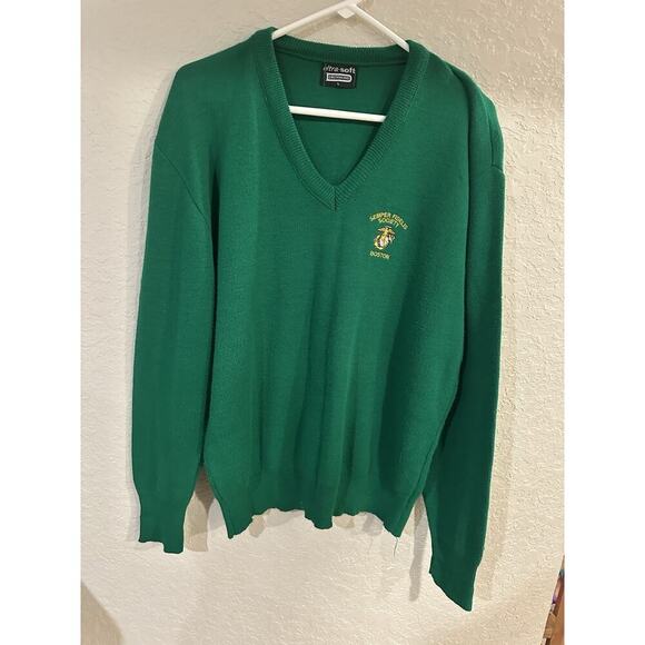 Vintage Semper Fidelis Society Boston Green Sweater Mens Large - Picture 1 of 7
